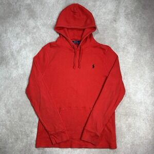 Polo Ralph Lauren Pullover Thermal Hoodie Sweatshirt - Mens Large L - Red